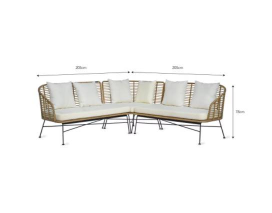 dimensions of all weather bamboo garden corner sofa lounge set for patio and garden rooms