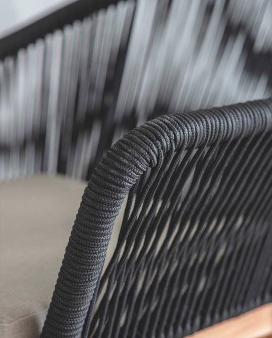 weatherproof rope weave and teak garden dining chair for indoor outdoor conservatories