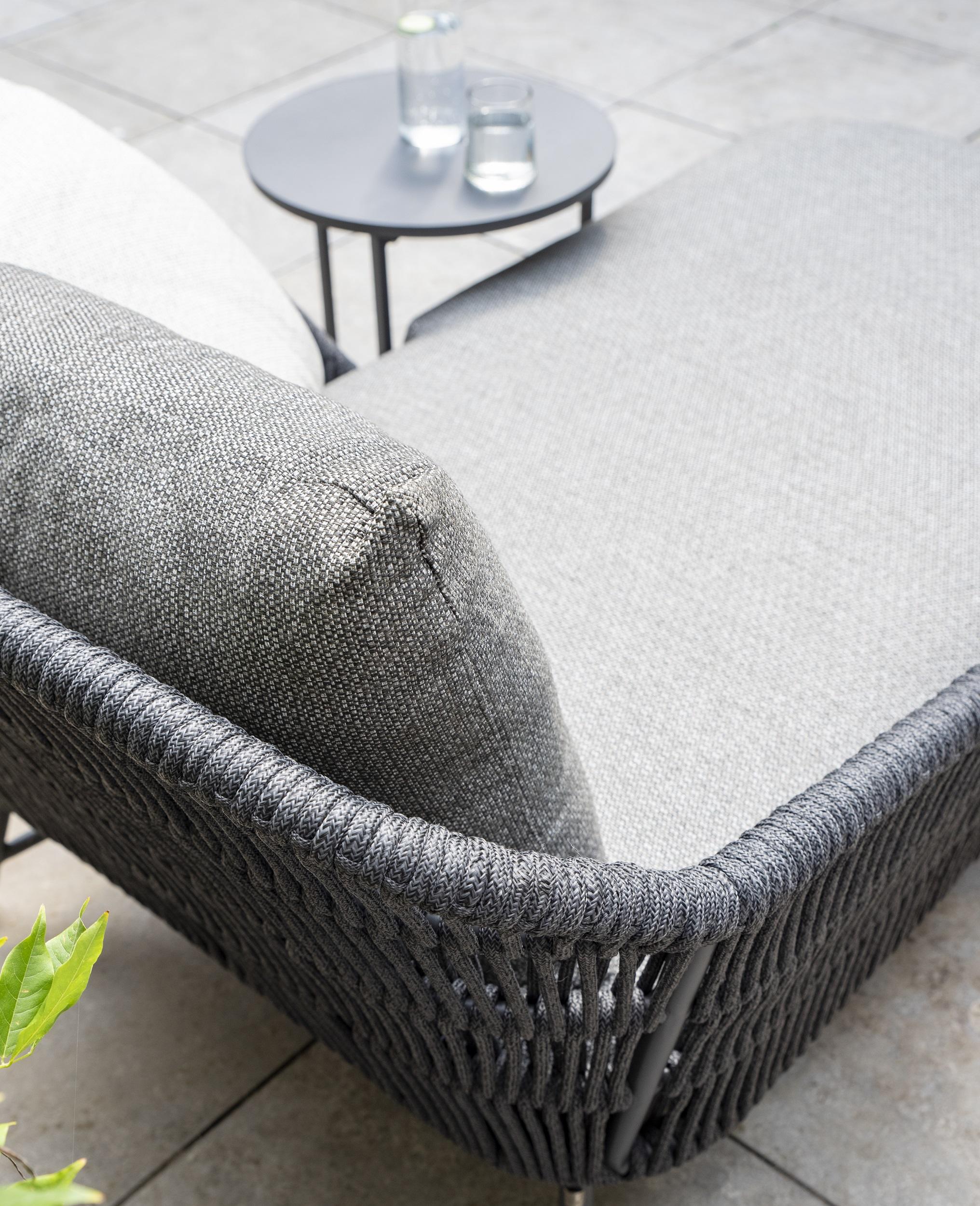 garden daybed or single double sun lounger for poos and patios in modern grey rope weave