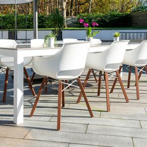 white modern garden dining chairs patio polypropylene plastic indoor outdoor chairs