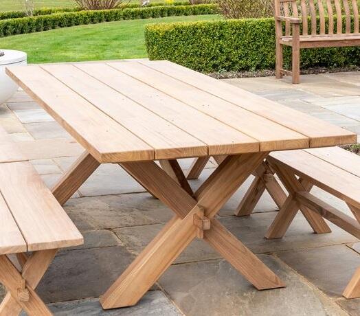 teak garden dining table picnic casual style long large