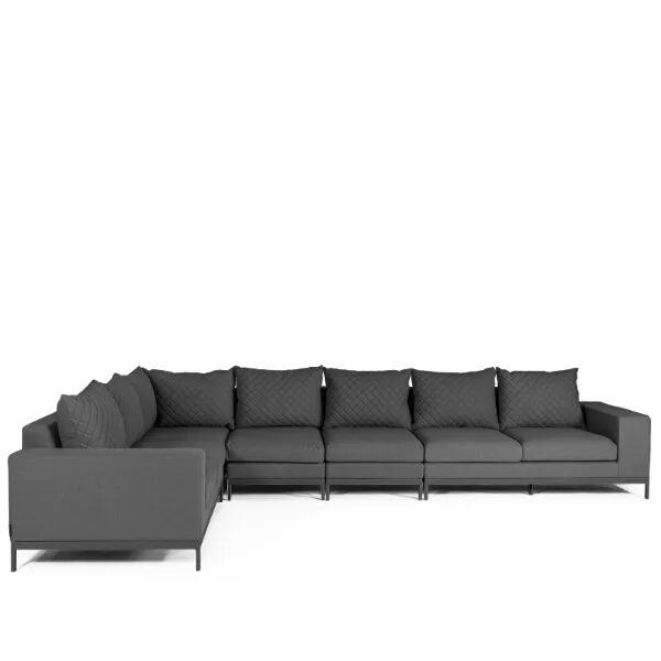 grey coloured modern garden corner sofa lounge set all weather fabric cushions grey frame arctic