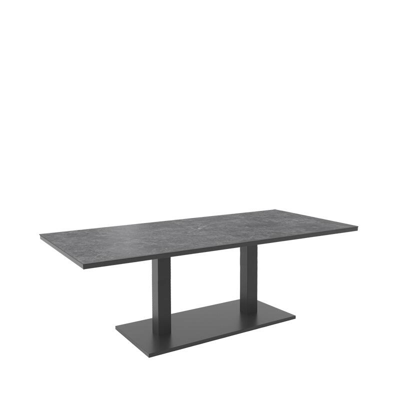 grey aluminium garden dining table modern metal 200 cm with slate grey ceramic top phoenix