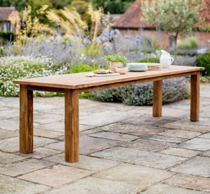 teak refectory table long 3 metre garden patio indoor outdoor dining st mawes