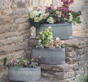 modern metal garden planters ribbed set of 3 vence outdoor patio planters