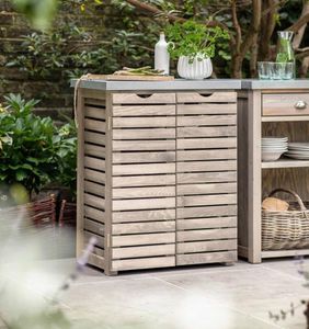 spruce wood garden outdoor store cupboard bbq and kitchen storage galvanised top modern aldsworth