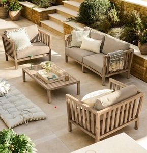 garden lounge sofa set acacia wood porthallow patio outdoor furniture deep cushions