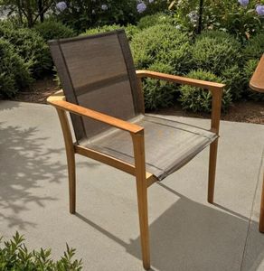 teak and textilene garden dining chairs stackable all weather patio outdoor furniture TNT