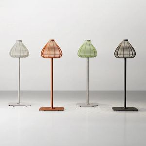 solar garden floor lamps outdoor patio lighting modern all weather aluminium and rope weave light
