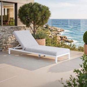 white pearl all weather garden lounger sun lounger aluminium patio outdoor sunbed chic