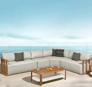garden patio outdoor teak garden lounge set modular corner sofa lounging premium hard wood pallisad