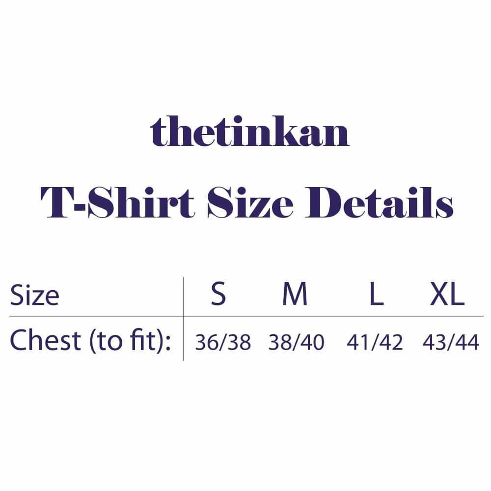 Size chart for t-shirts from thetinkan. VIEW PRODUCT >>