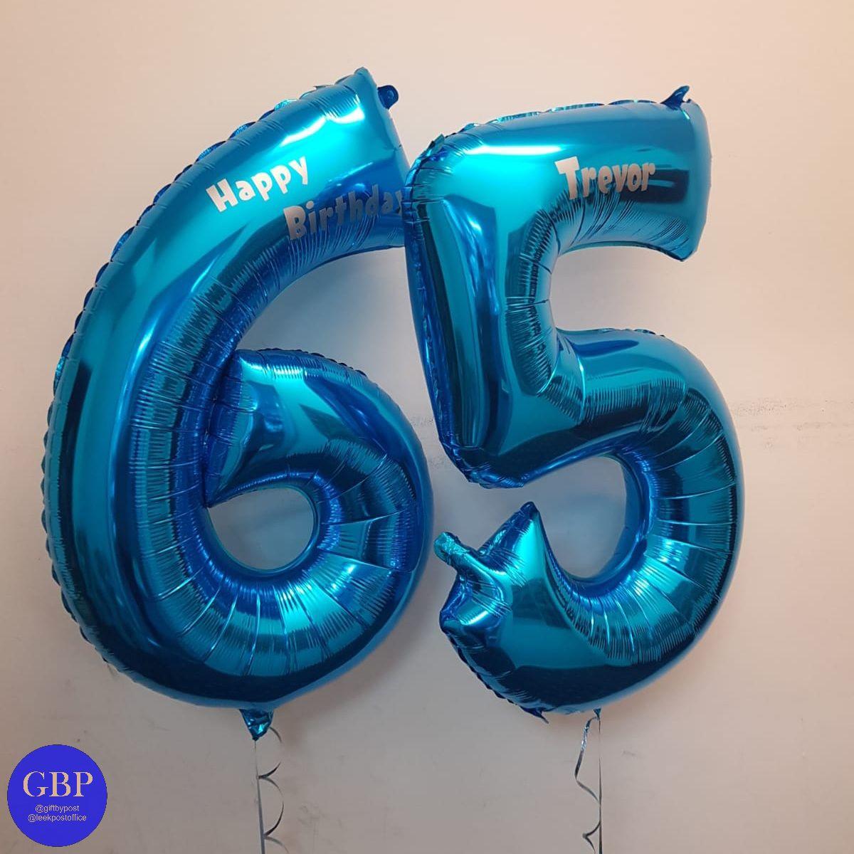 Large Numbers Balloons, Age 65, Blue