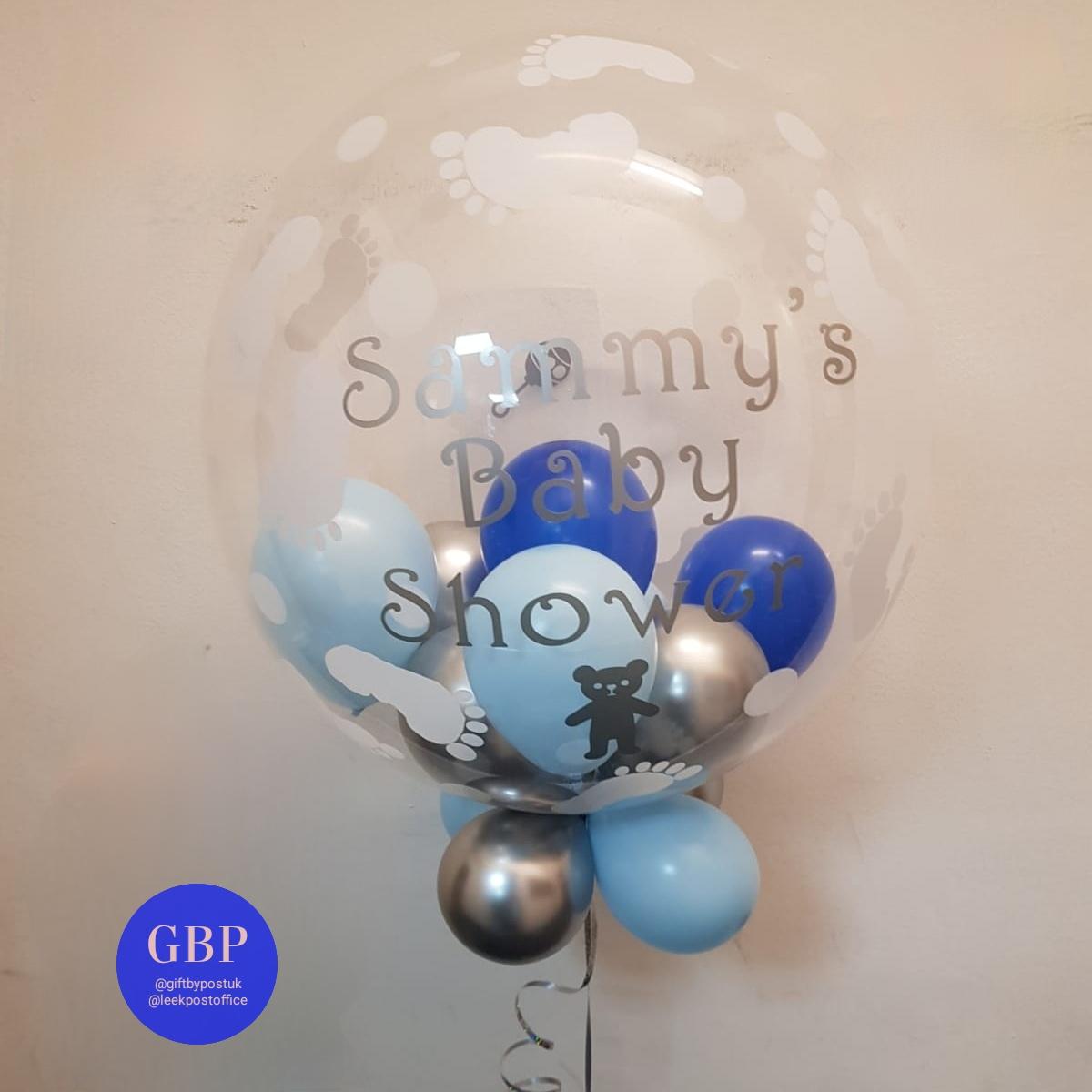 Baby Shower Bubble Balloon, Blue and Silver