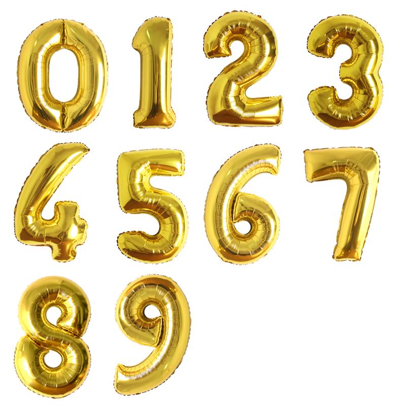 Gold number balloons