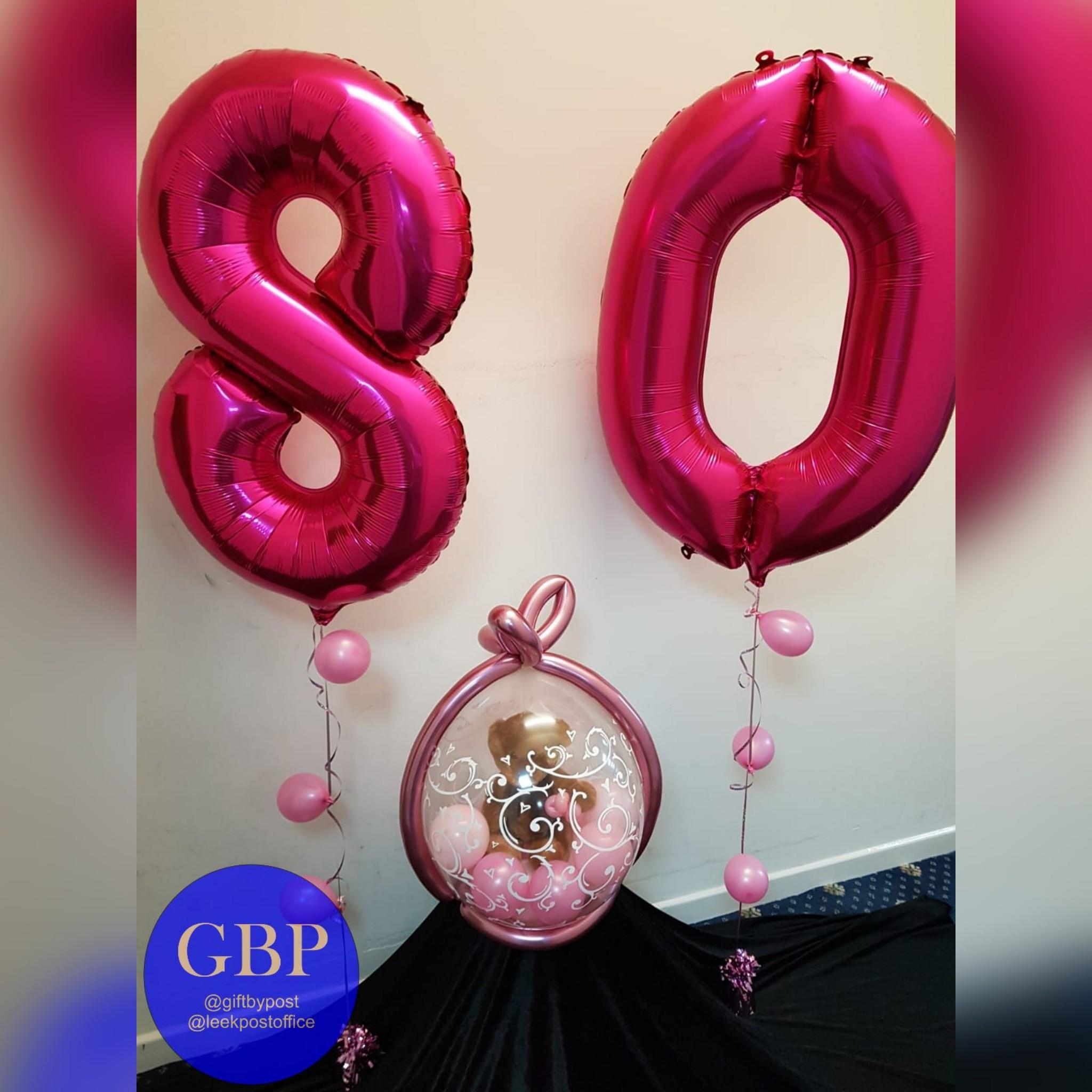 Large Numbers Balloons, Age 80, Pink