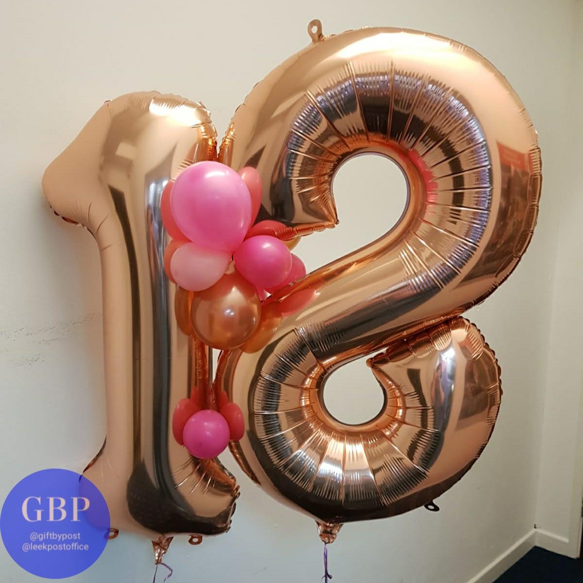 Large Number Balloon Inflated Tied Together Age 18, Rose Gold