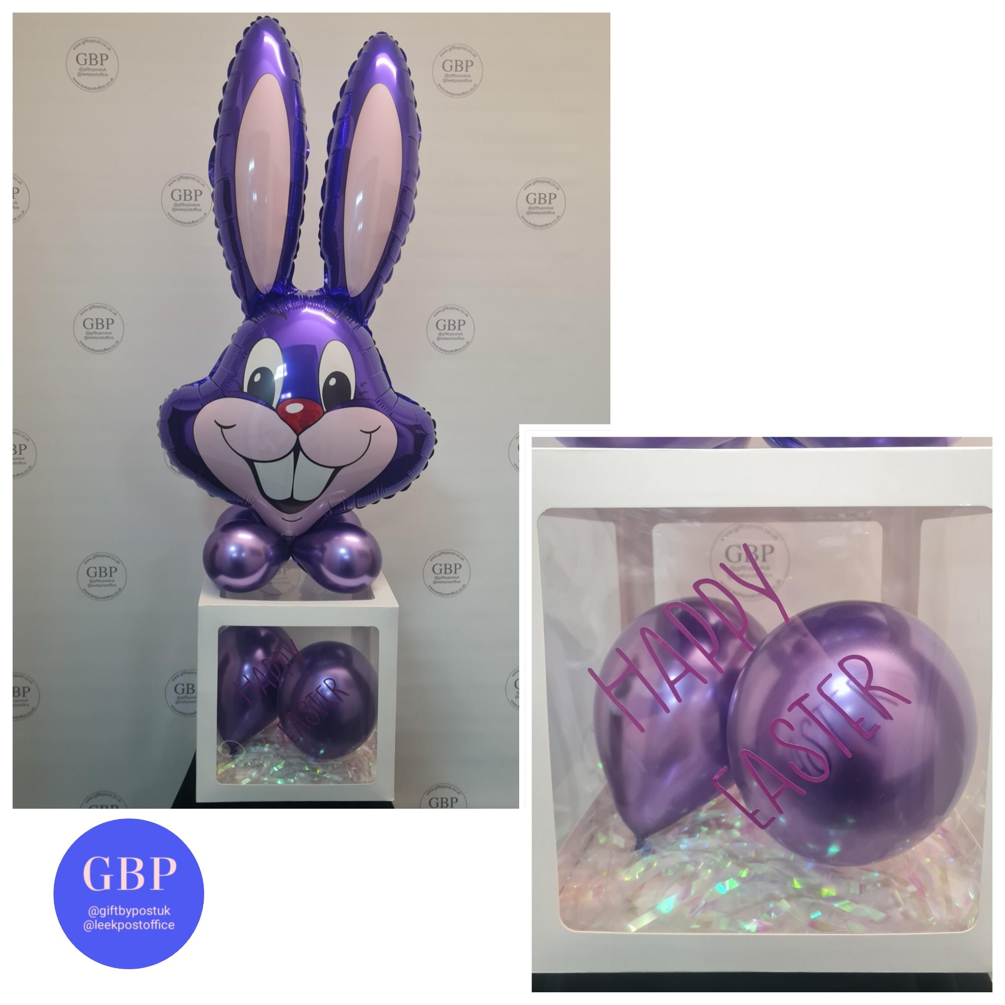 Purple Bunny Head and box, Easter balloon