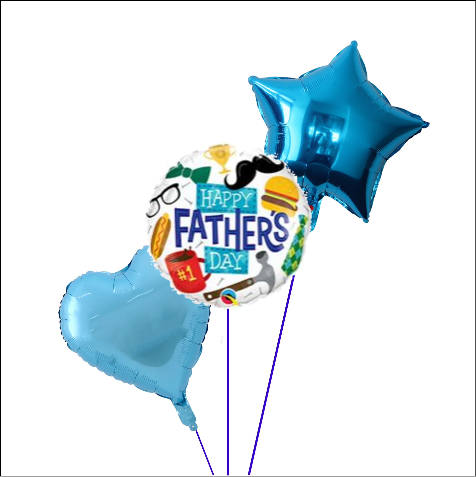 Happy fathers day balloon bouquet, inflated. Moustache, DIY, Tie