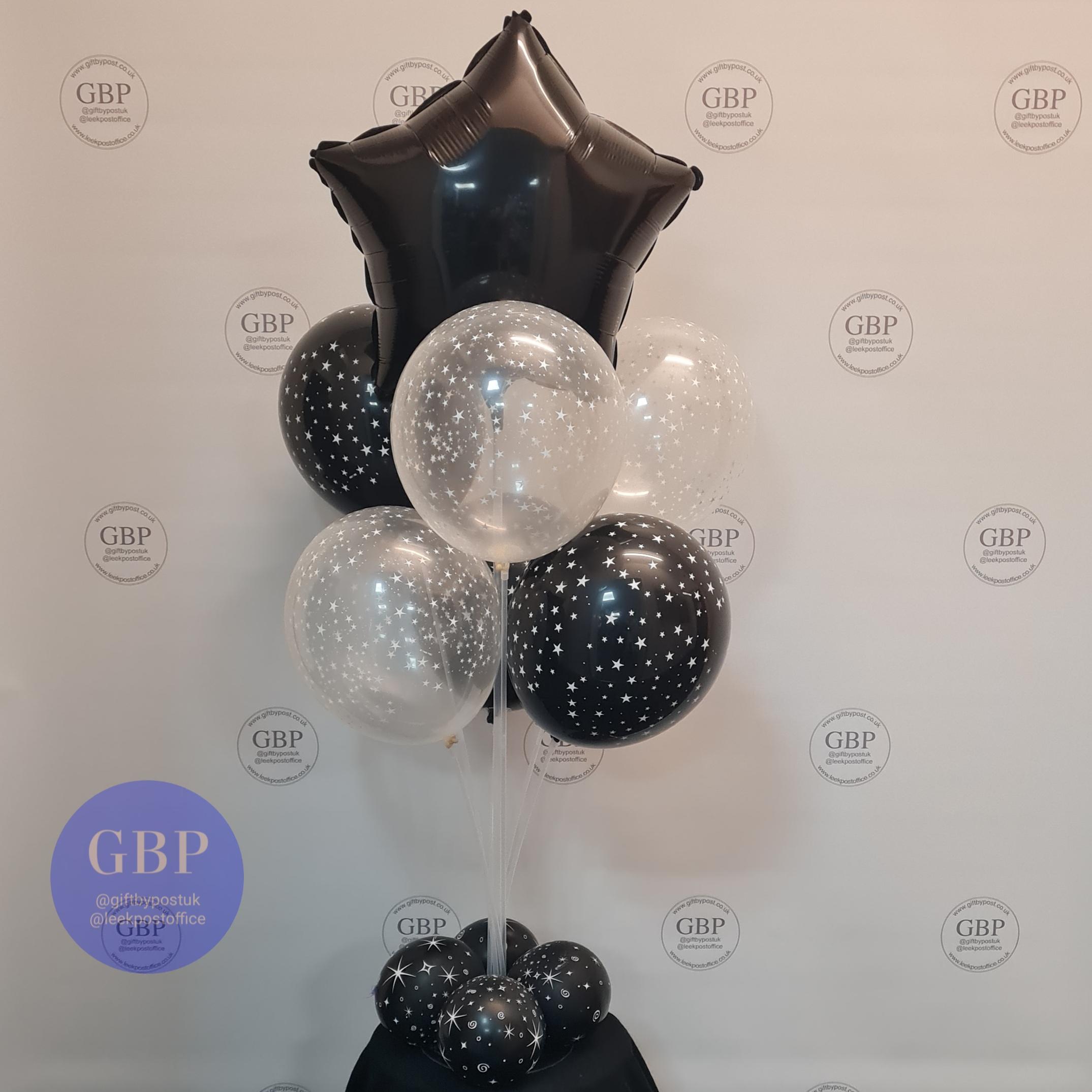 Balloon on a stand, black and white