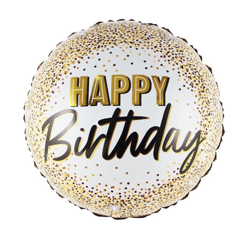 Single foil balloon - Happy Birthday - Black & Gold