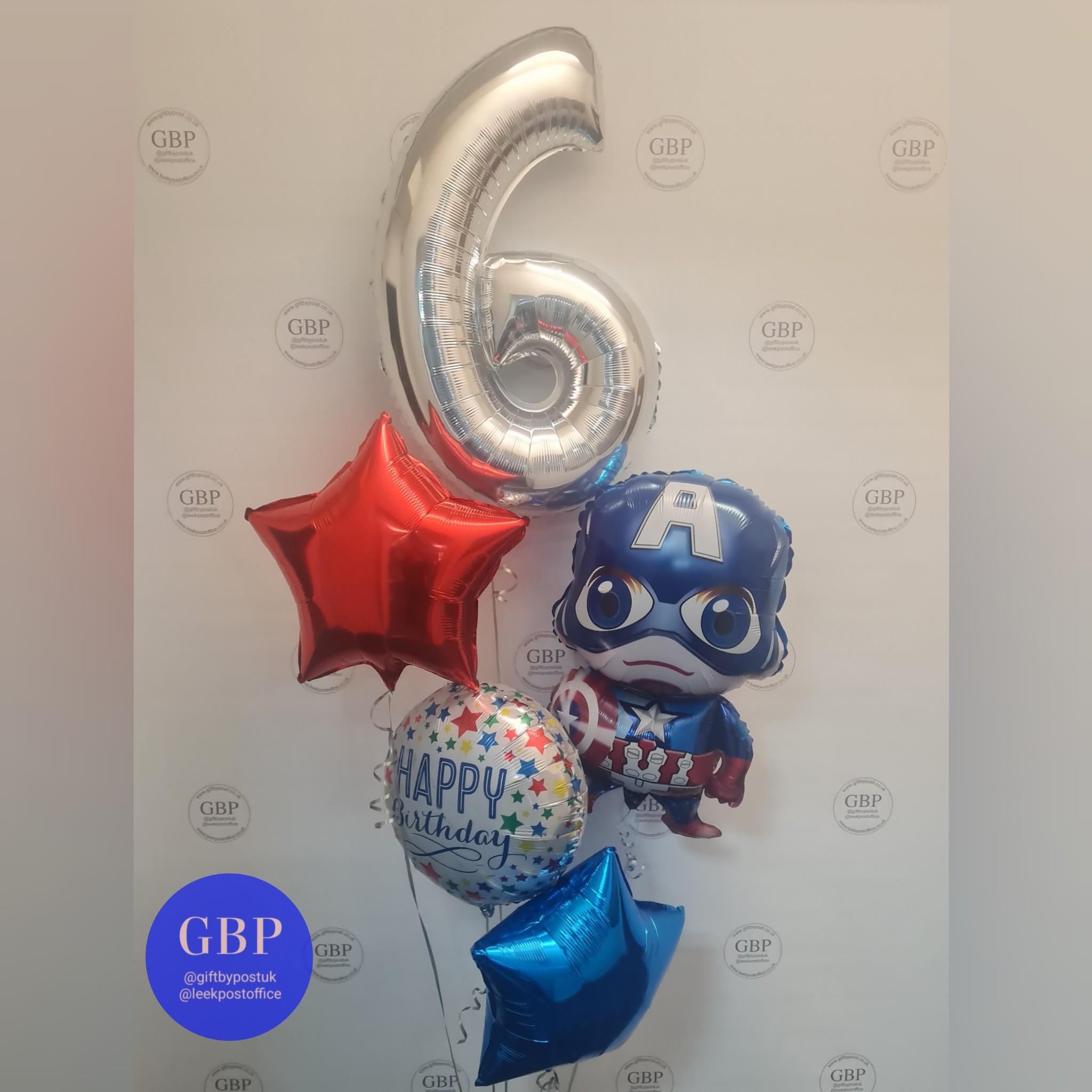 Single age and character, 5 foil balloon bouquet