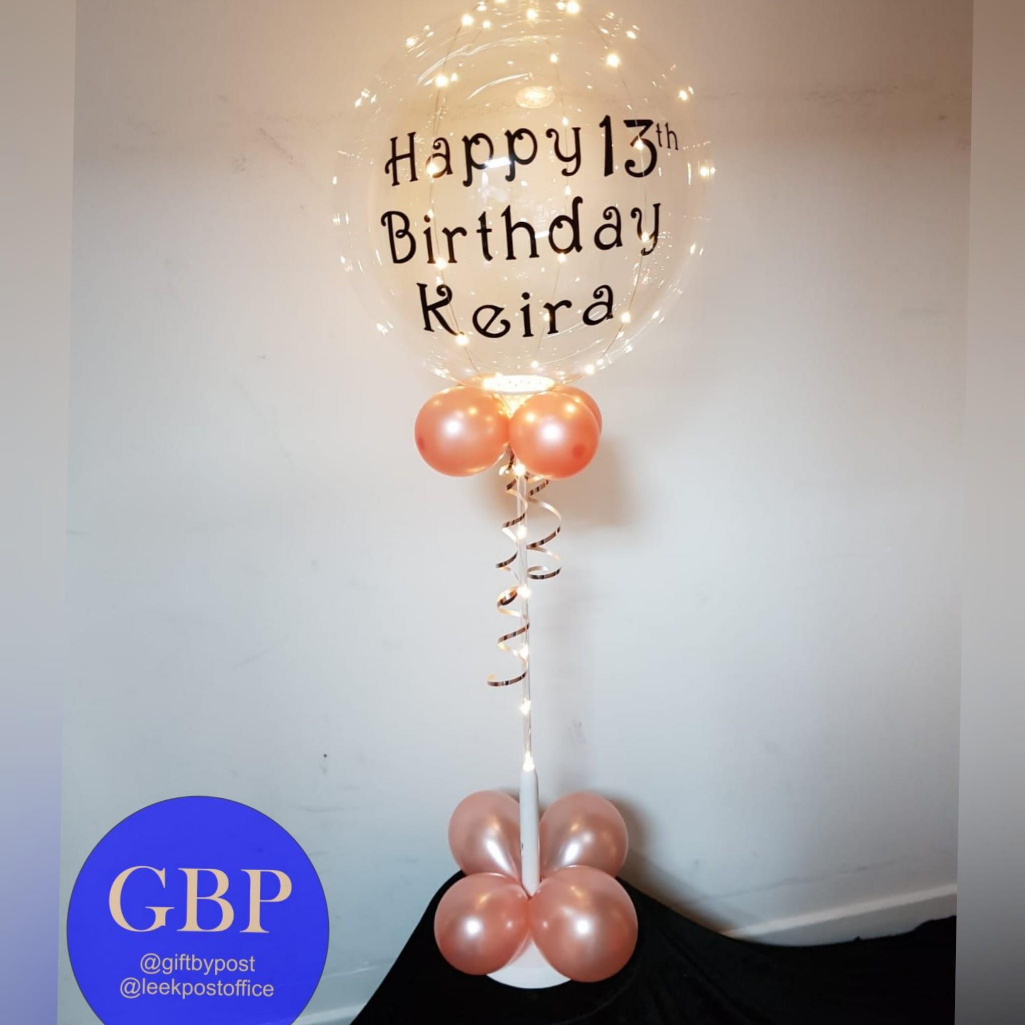Happy Birthday LED, Light Up Balloon, Rose Gold