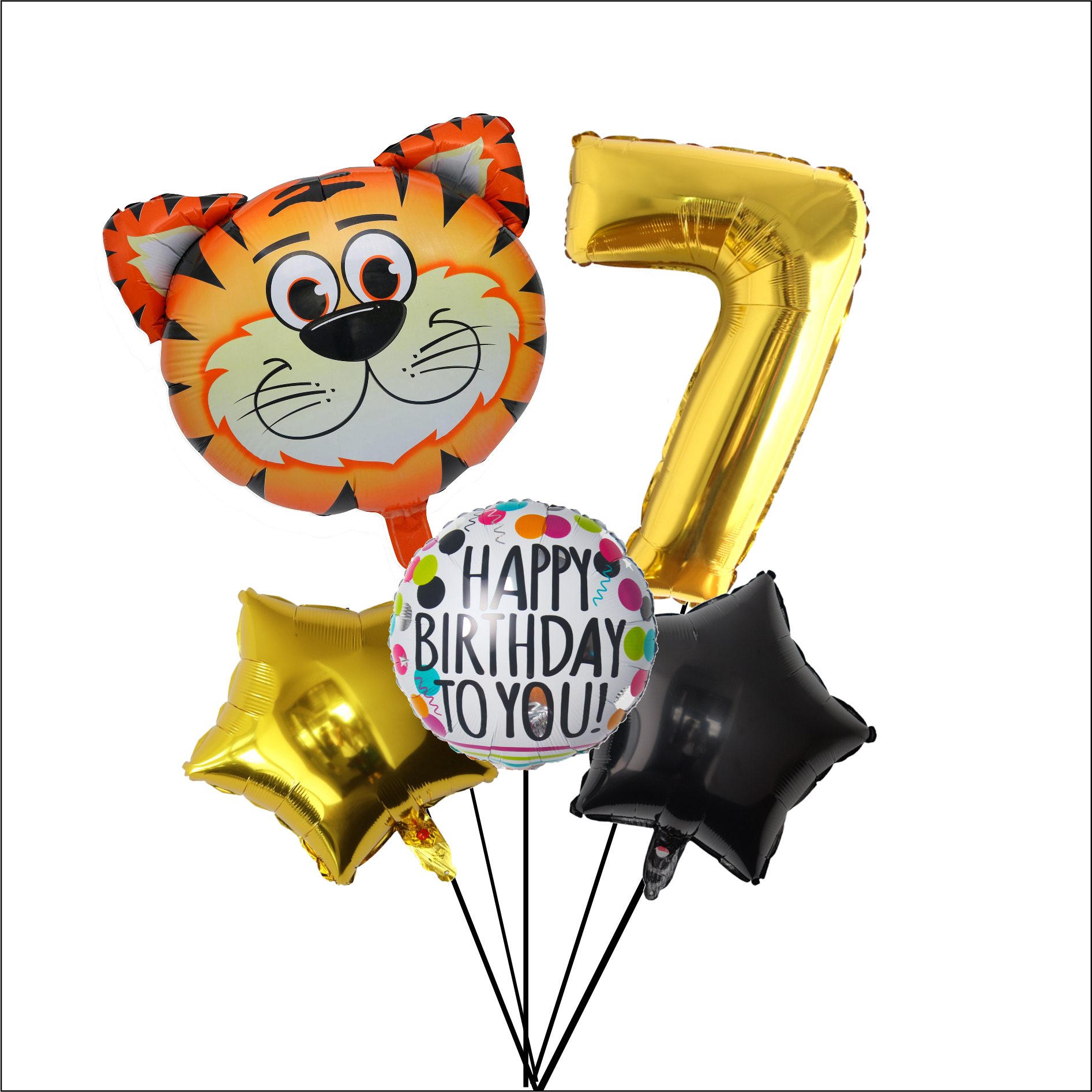 Large tiger and number balloon bouquet