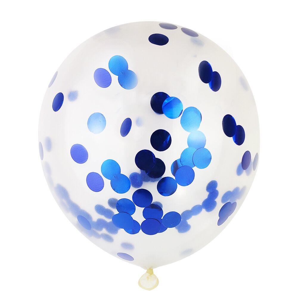 11" latex balloons filled with a blue coloured confetti