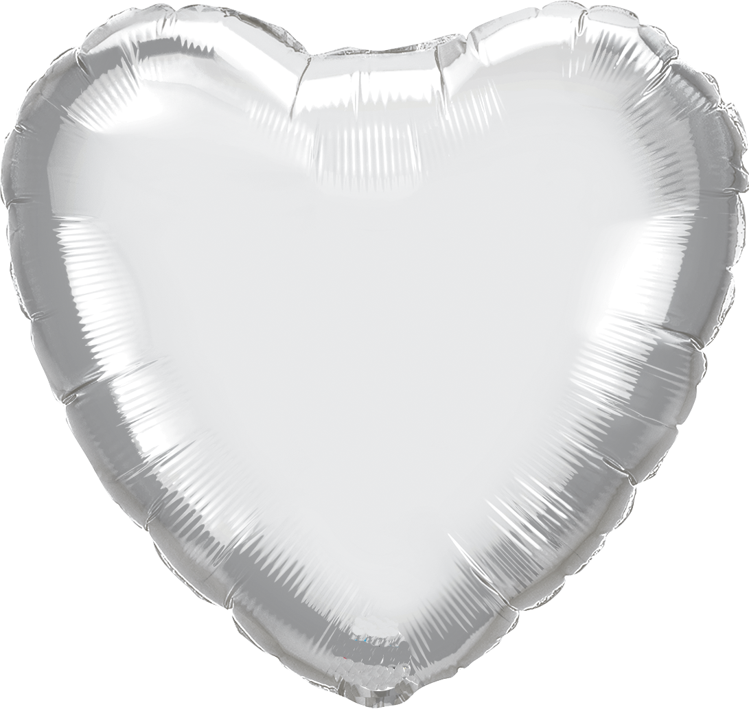 Silver Heart Foil Inflated Balloon