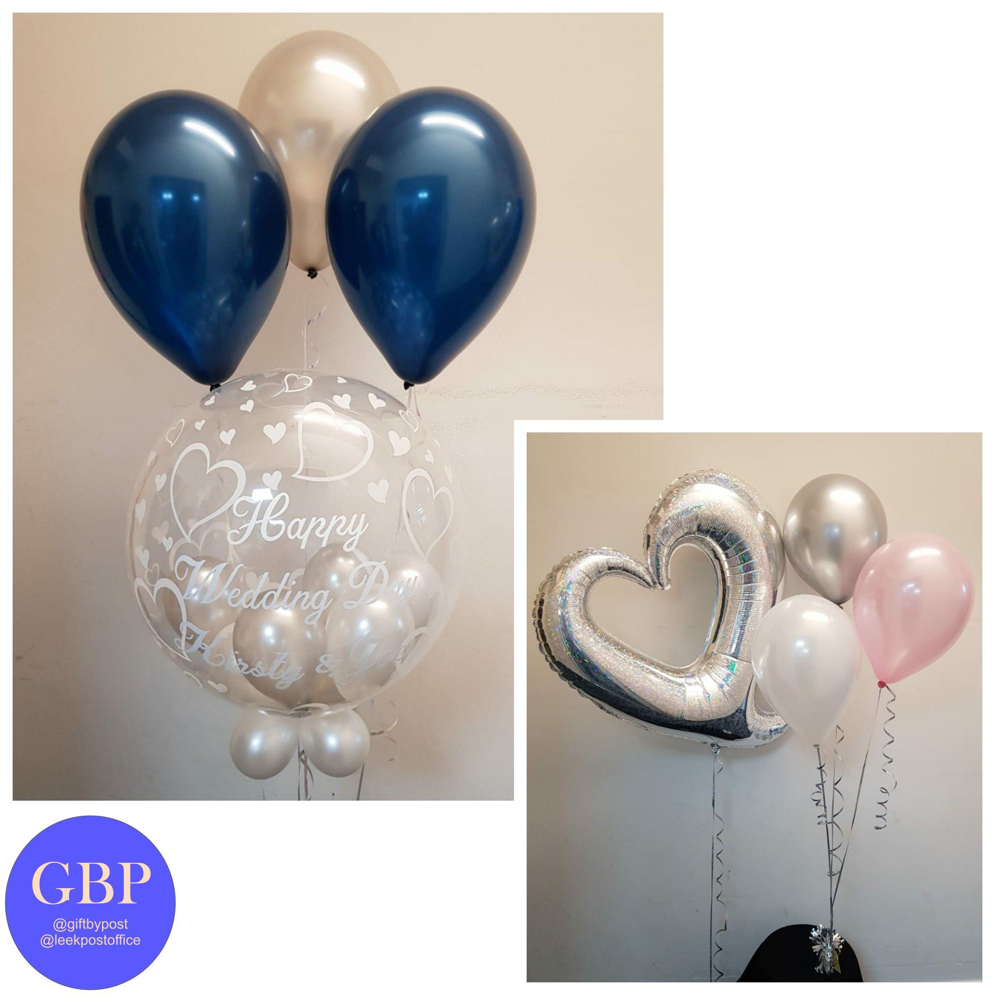 Wedding Day bubble navy and silver and large foil heart