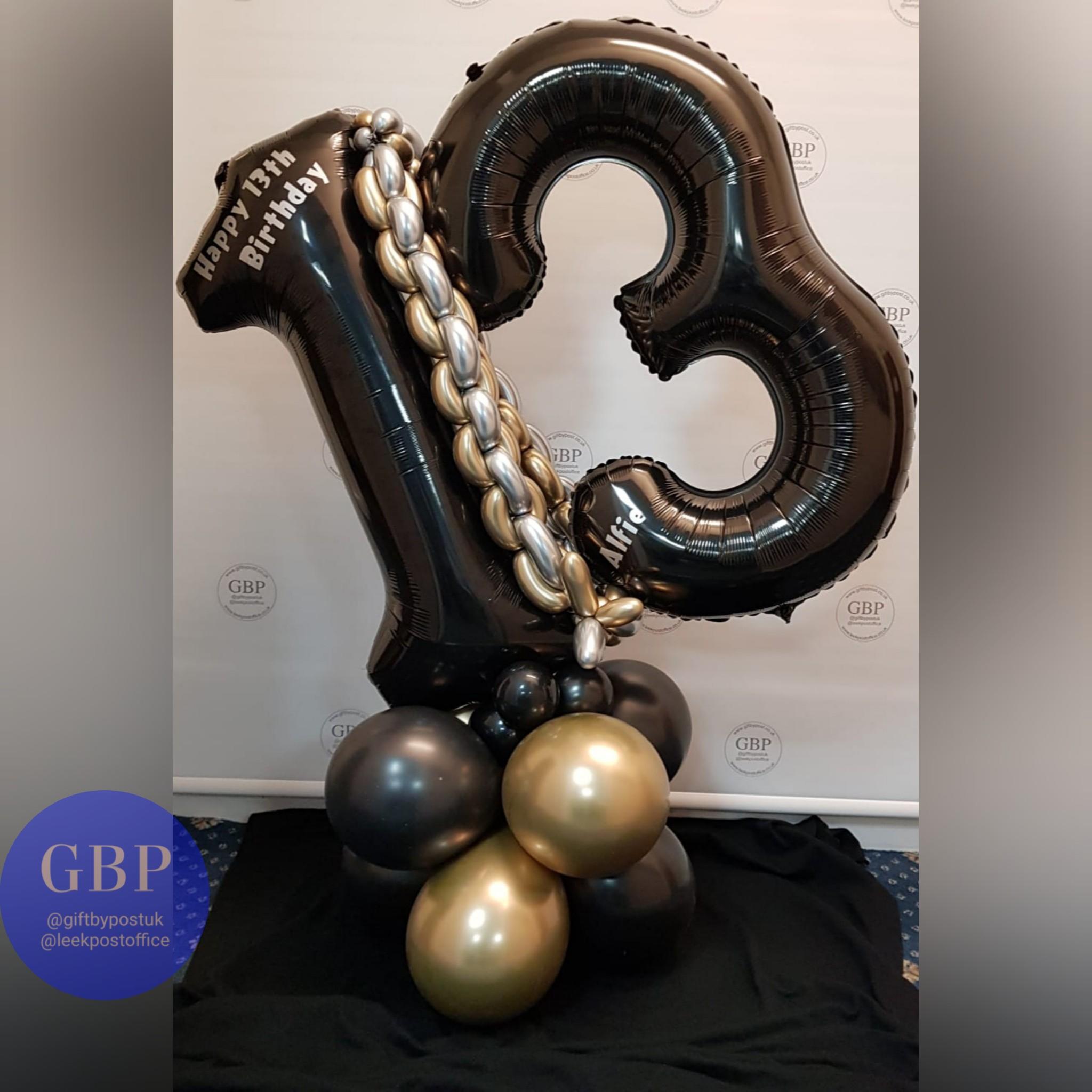 Large Numbers Balloon on a base, Age 13 Black