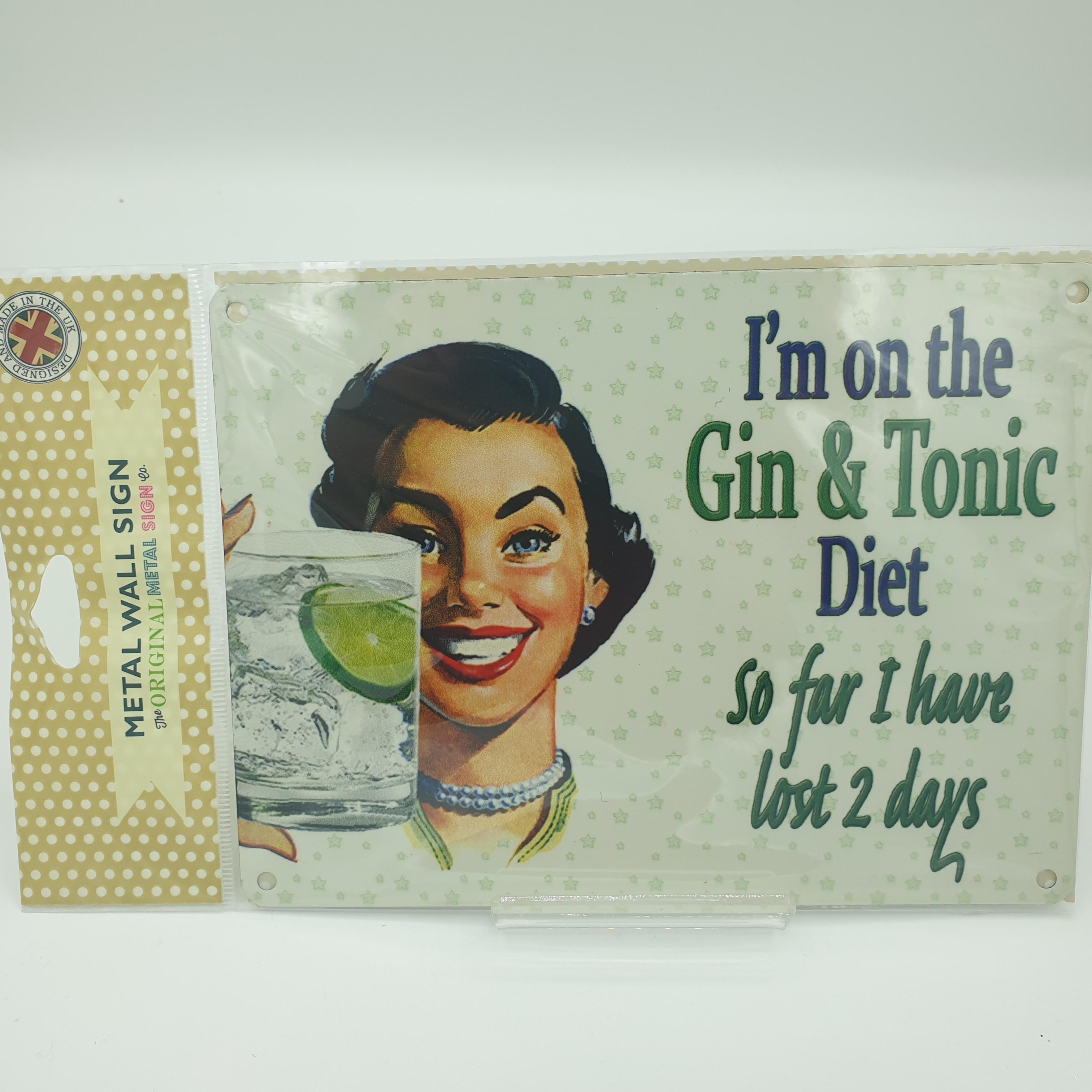Metal Wall Sign Gin and Tonic Diet
