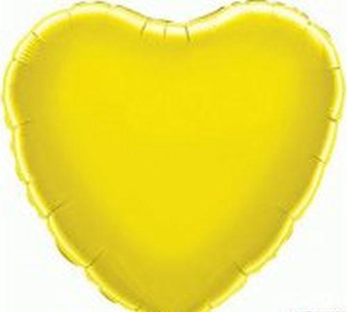 Matt Yellow Heart Foil Inflated Balloon