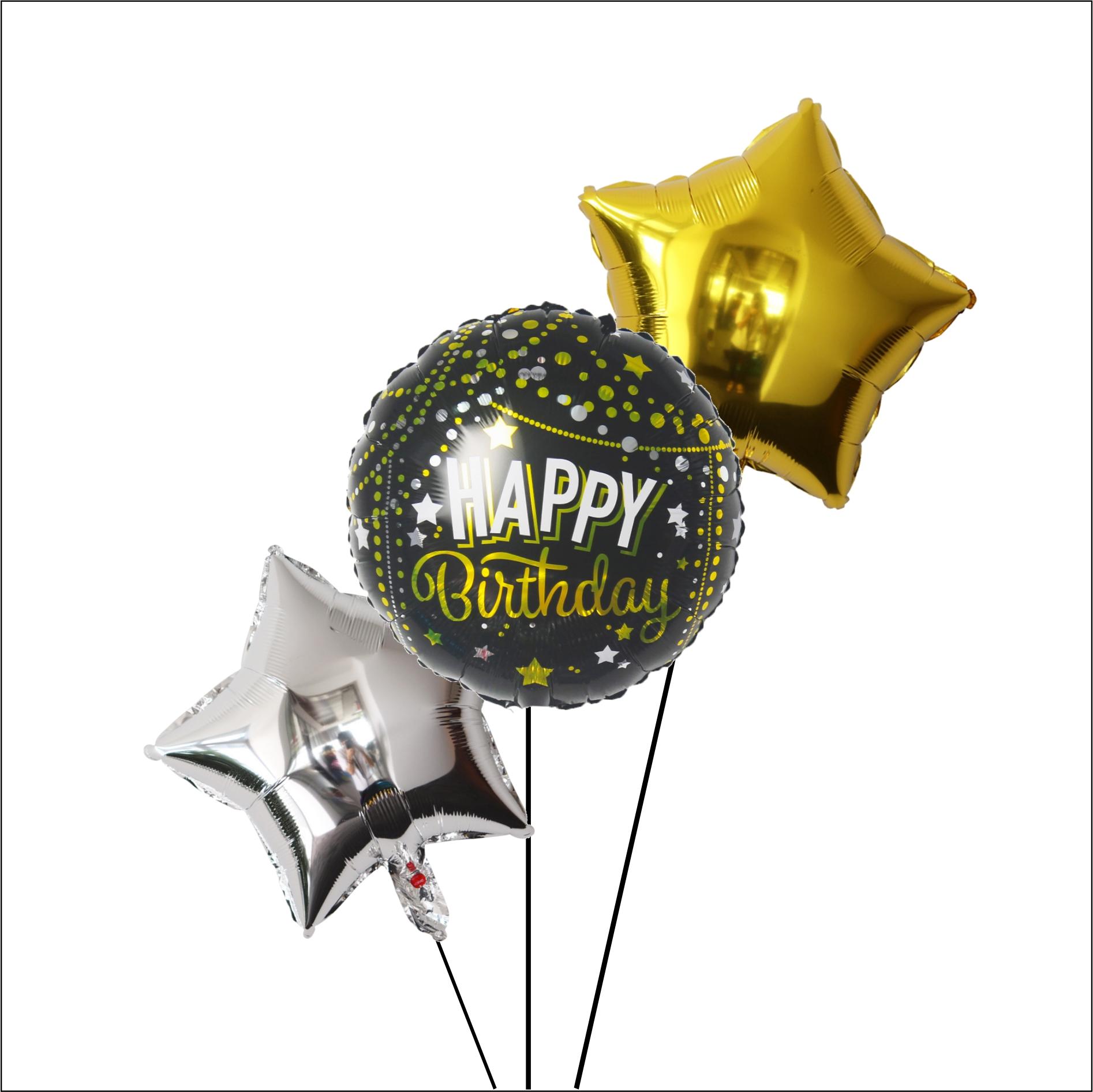 Balloon Bouquet - Happy Birthday - Black & Gold