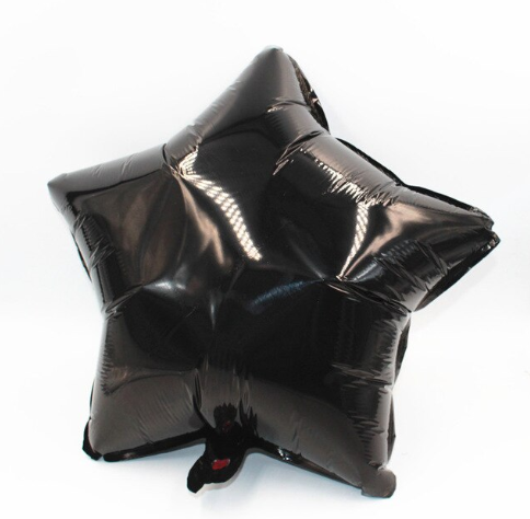 Matt Black Star Foil Helium Balloon Inflated