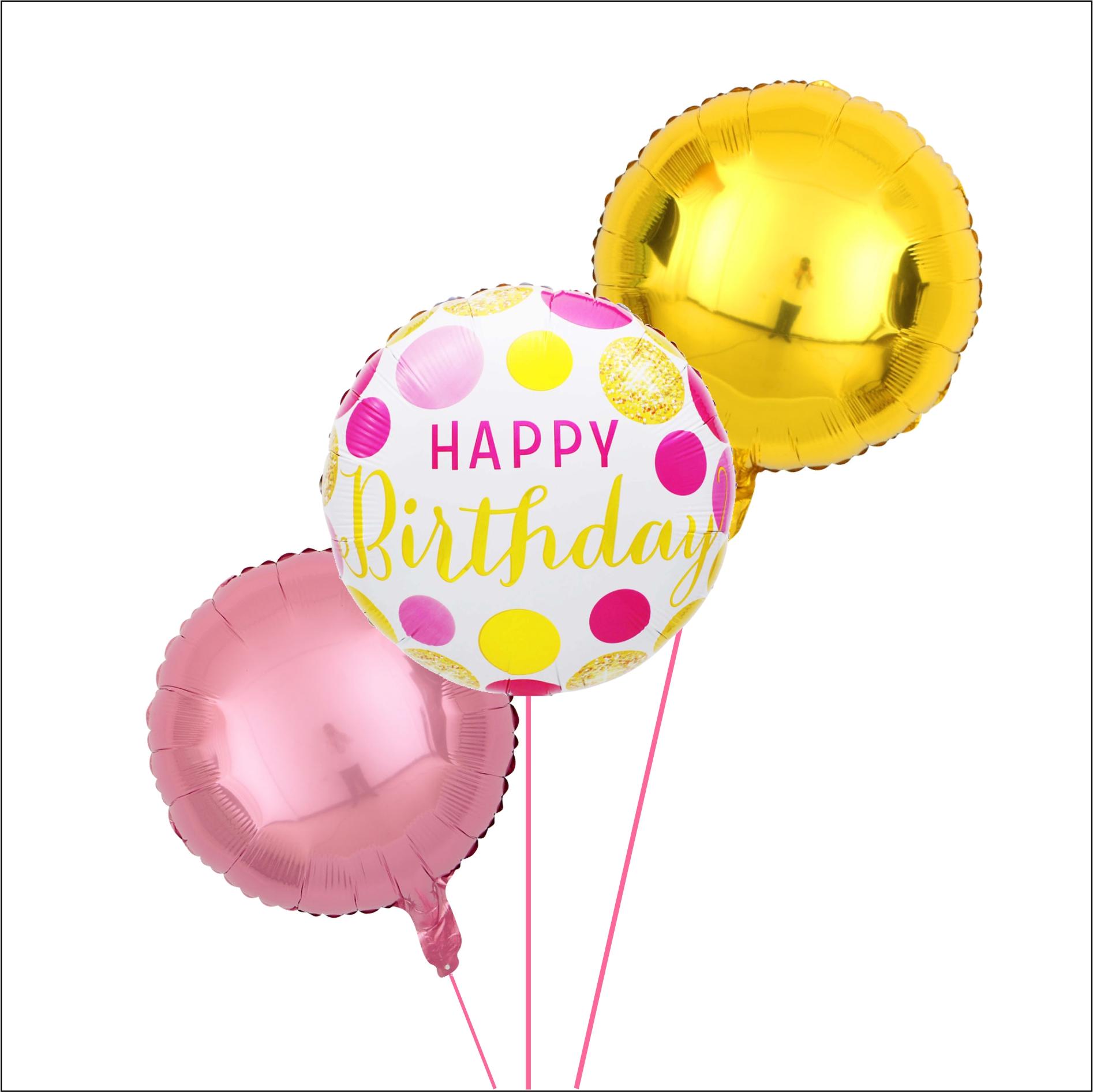Balloon Bouquet - Happy Birthday - Spots Pink & Gold