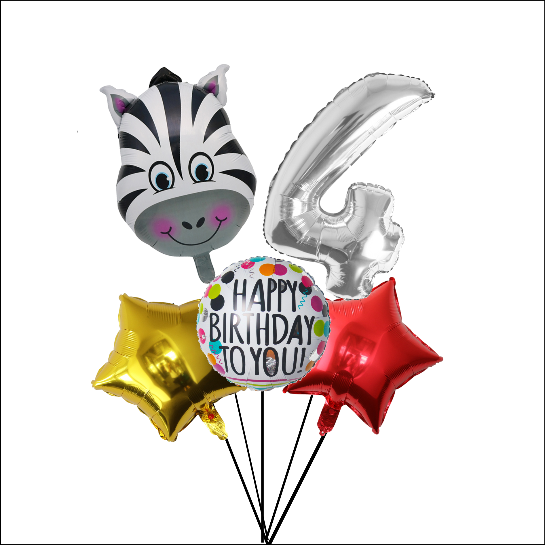Large Zebra and Number balloon Bouquet