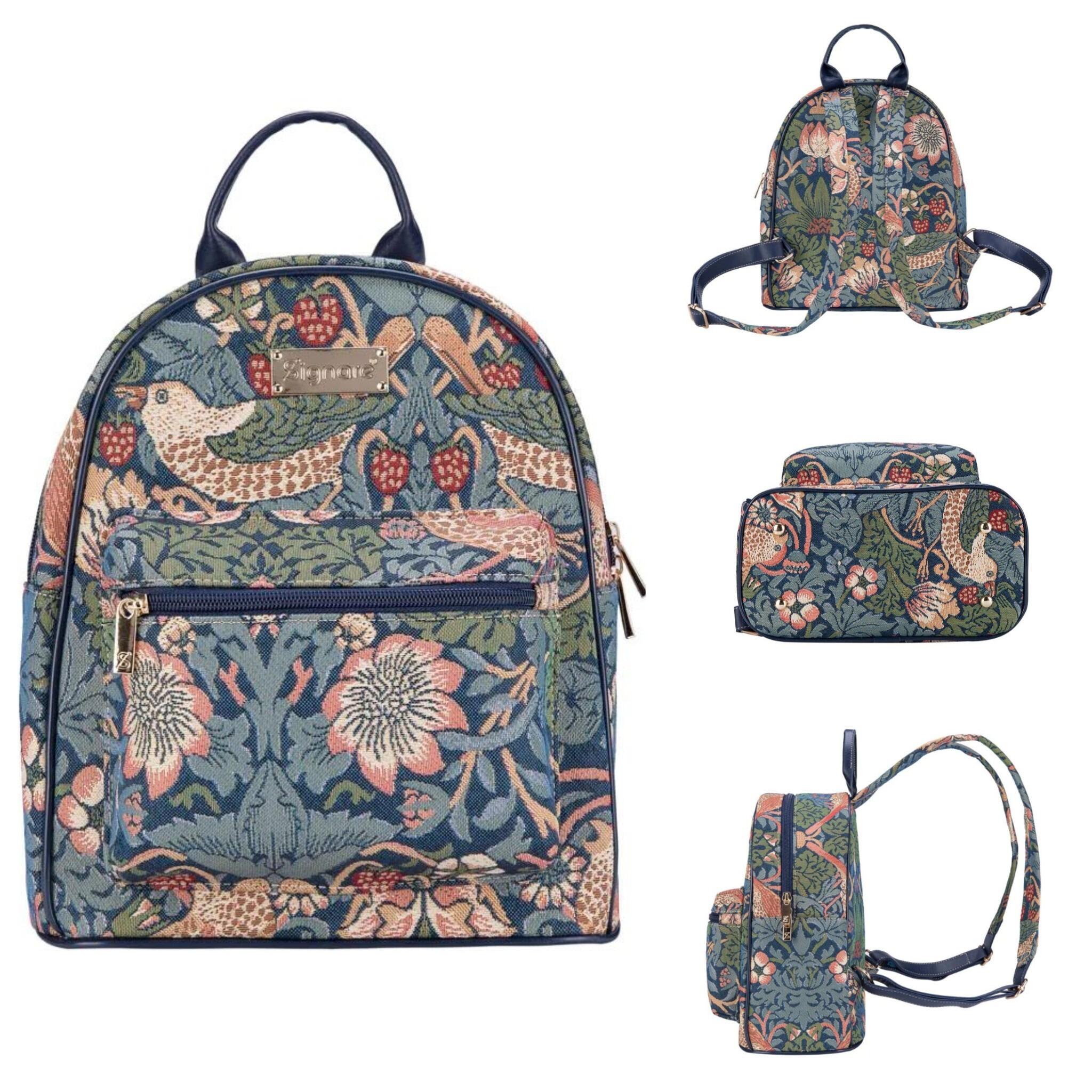 William Morris Backpack Day Bag - Strawberry Thief Blue