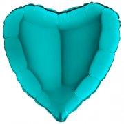 Teal Heart Foil Inflated Balloon