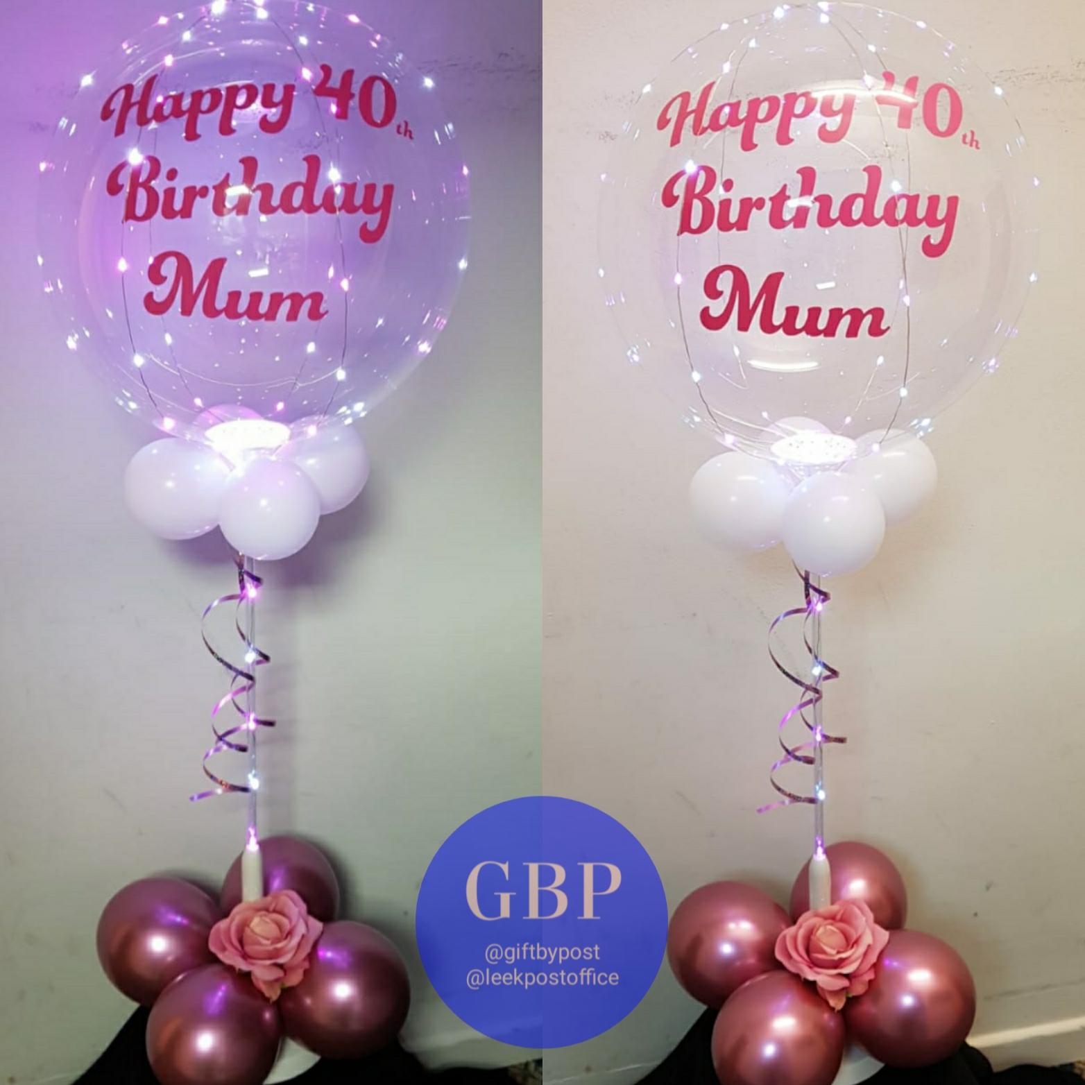 Happy Birthday LED, Light Up Balloon, Pinks