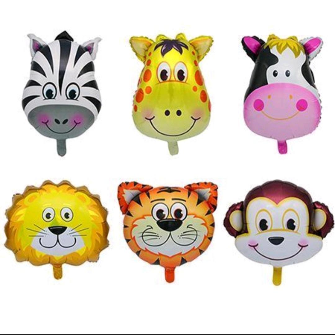Giraffe, Zebra, Monkey, Lion, Tiger and Cow balloon