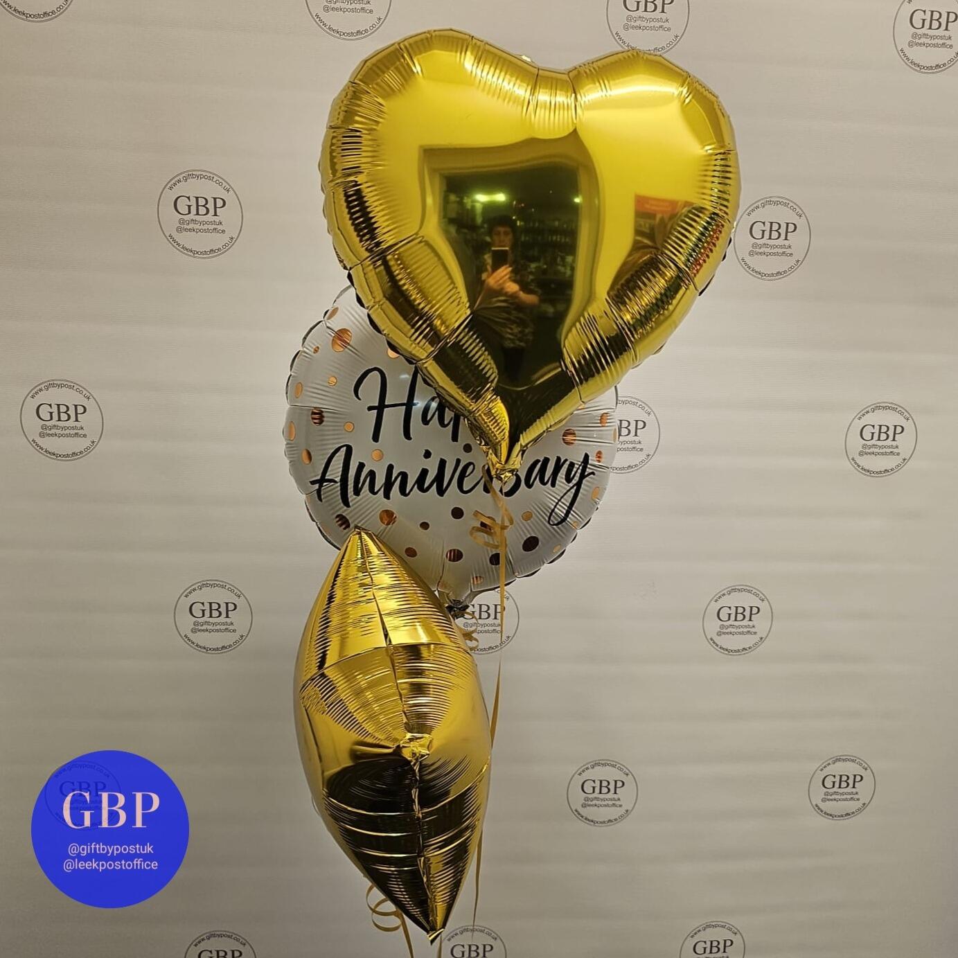 Wedding Anniversary Balloon Bouquet Gold