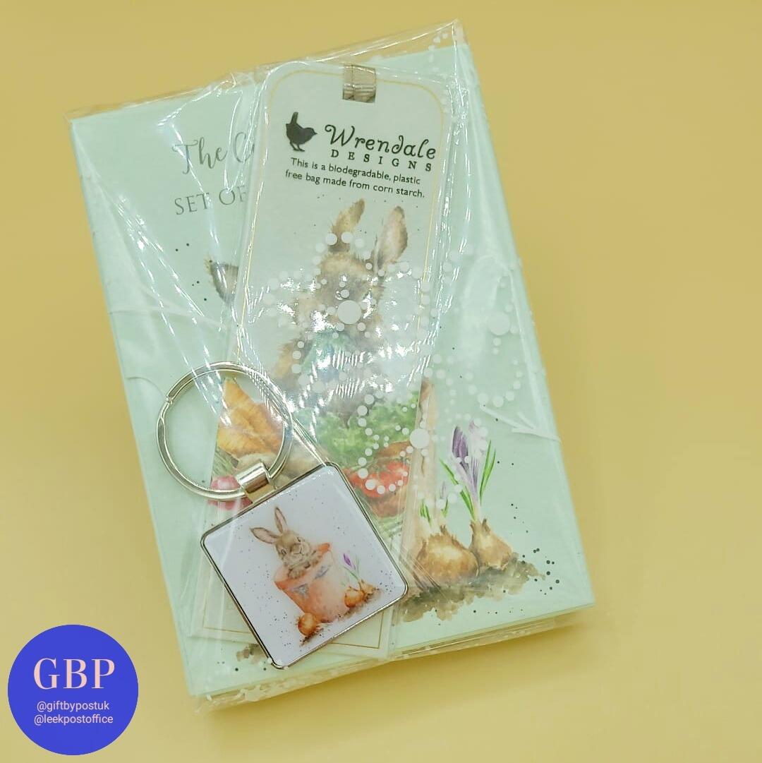 Wrendale Designs Gift Set - Set of 3 Small Notebooks, Keyring and Bookmark - Bunny Gift wrapped