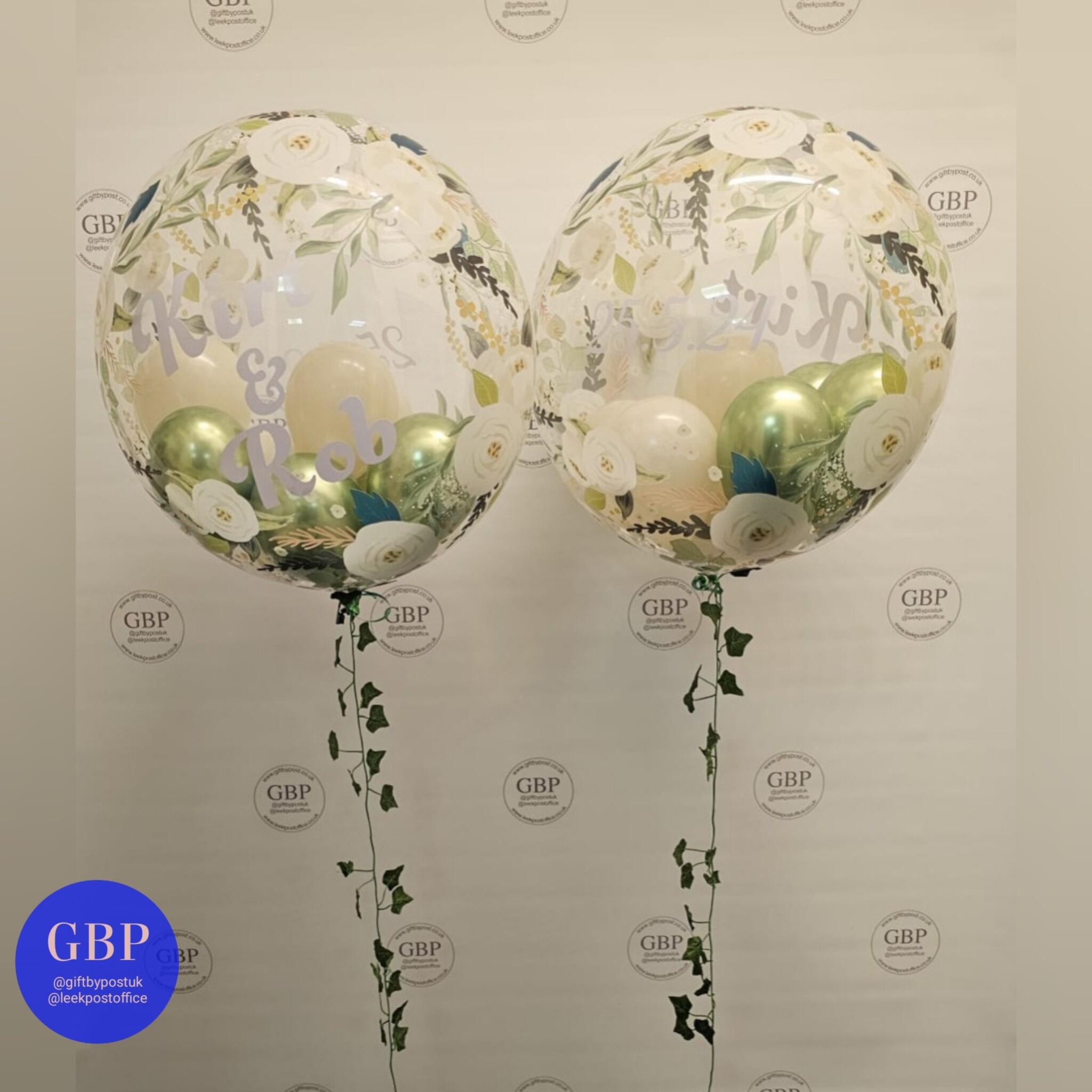 Wedding Day Bubble Green White Sand and Ivy