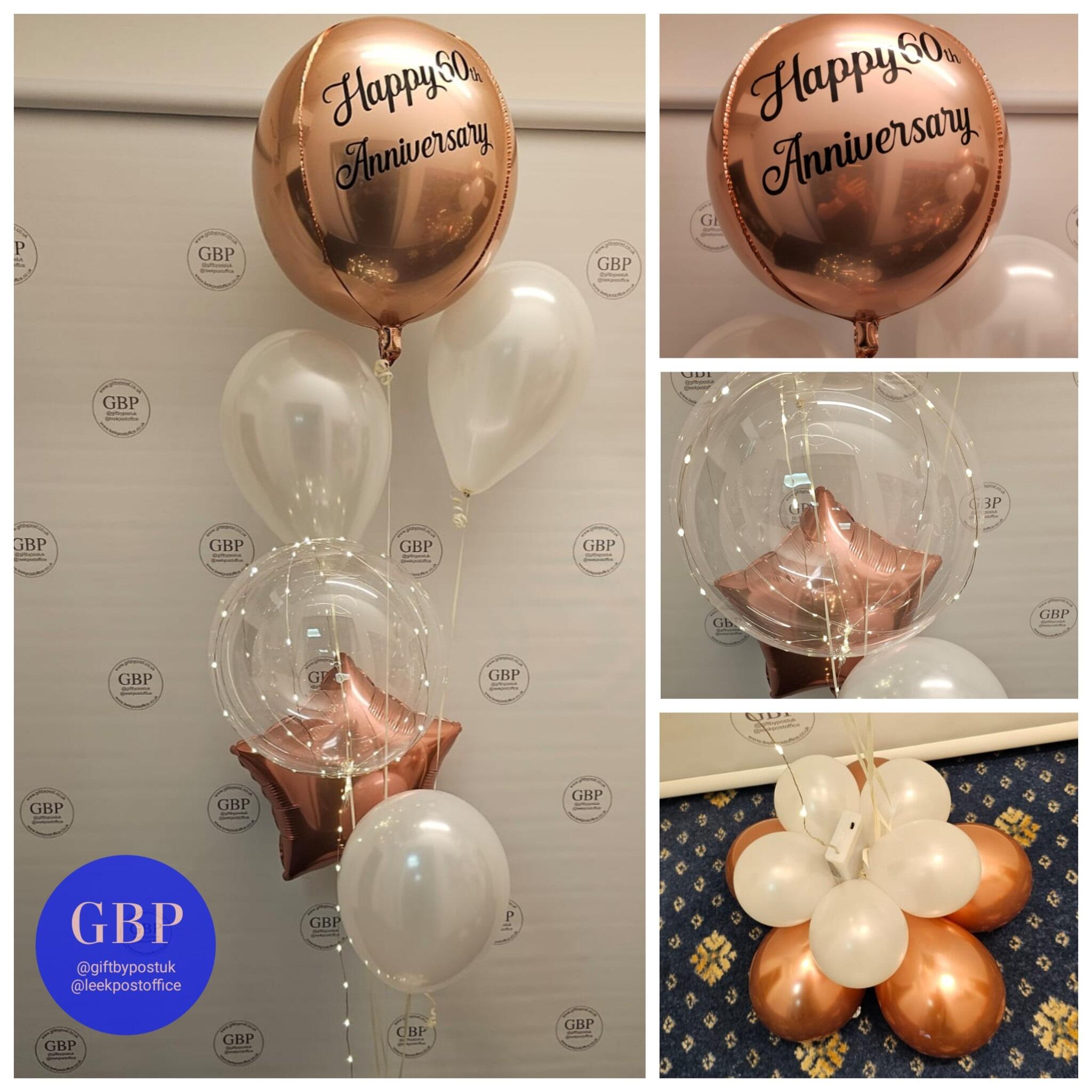 LED Helium Balloon Bouquet - Rose Gold