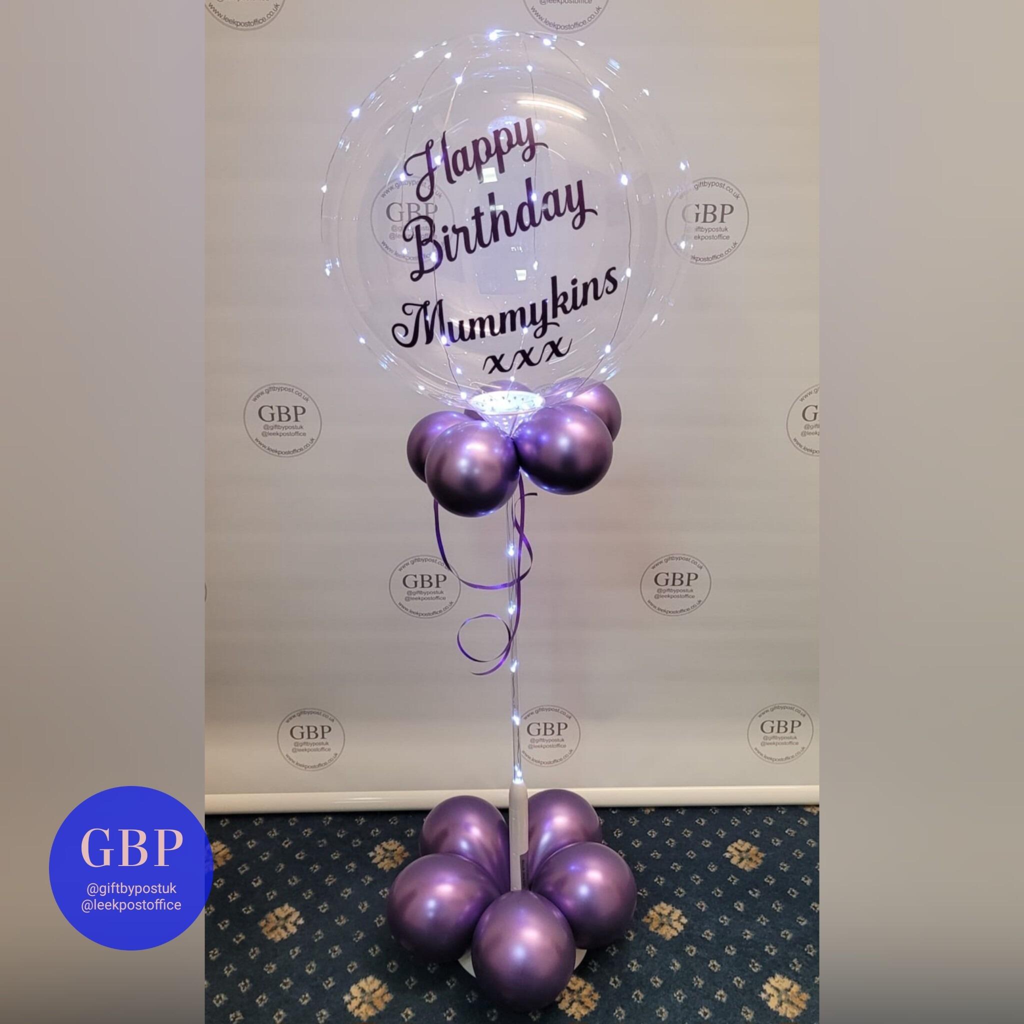 Happy Birthday LED, Light Up Balloon, Purple