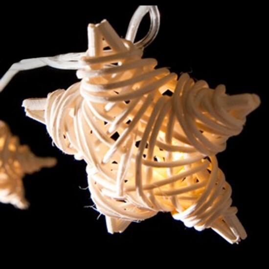 Wicker Star - 20 LED Lamp Garland - Cream individual