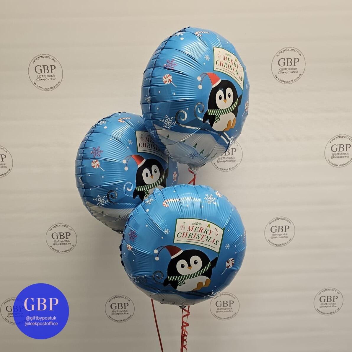 Christmas 18" Foil Balloon Bouquet - By Post - Penguin