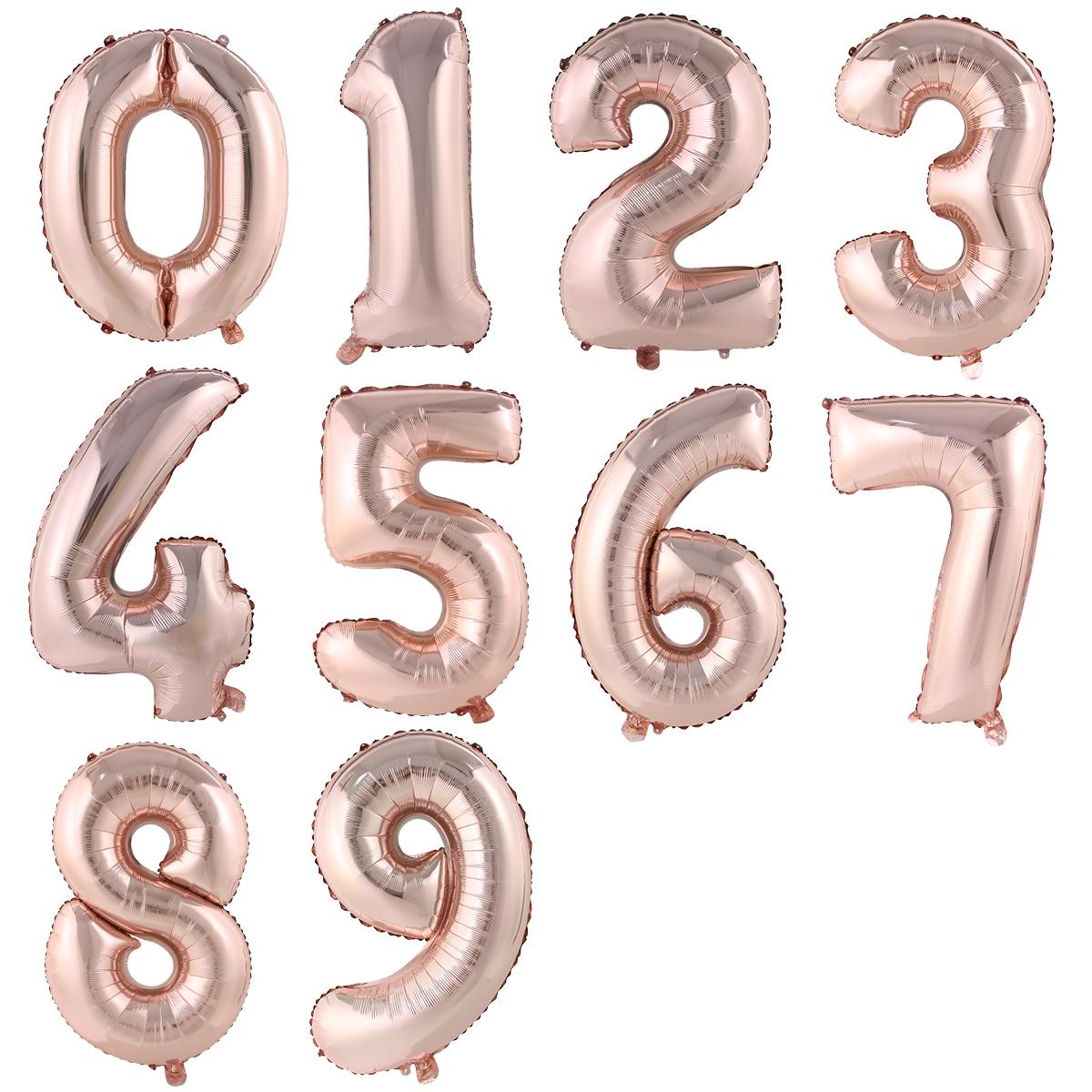 Number balloons, rose gold